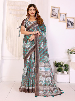 BINAKA FASHION Printed, Floral Print, Geometric Print Daily Wear Chanderi Saree(Multicolor)