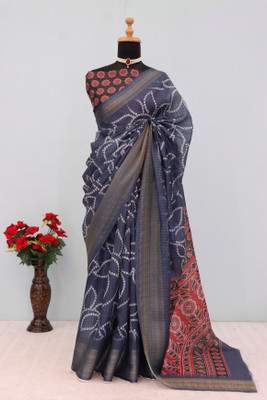 PARI DESIGNER Printed Banarasi Silk Blend Saree(Grey)