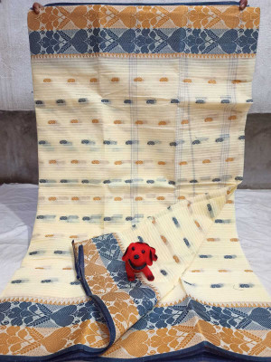 BiswasTextiles Self Design Tant Pure Cotton Saree(Cream)