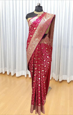 Dulhan Collection Woven Banarasi Handloom Pure Silk Saree(Pink)