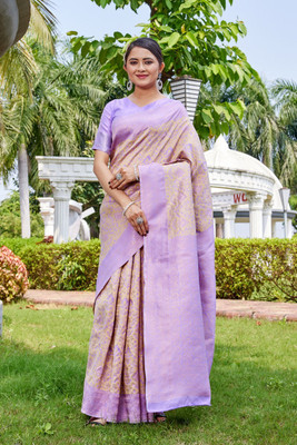 MANJULA SAREE Woven Banarasi Cotton Silk Saree(Beige)
