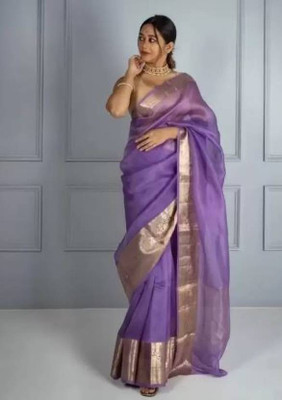 Kavita Creation Self Design Bollywood Tissue Saree(Purple)