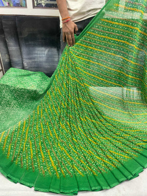 Shirodhari Printed Bollywood Georgette Saree(Green)