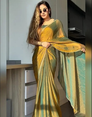 Divastri Self Design Bollywood Chiffon Saree(Gold)