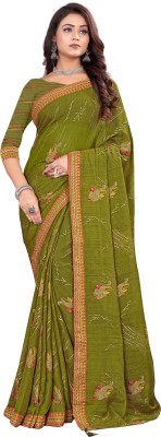 Rangrasiya Sarees Floral Print Bollywood Georgette Saree(Light Green)