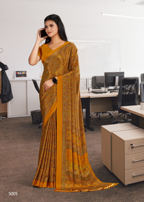 Veer Vision Printed, Floral Print Bollywood Crepe, Pure Silk Saree(Multicolor)
