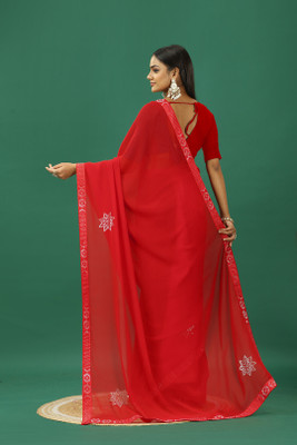 MAHARAJ SAREES Digital Print Bollywood Georgette Saree(Red)