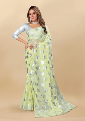 RHEY Printed, Temple Border Bollywood Georgette Saree(Yellow)