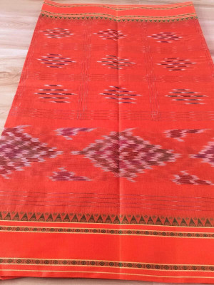 Sayak Creation Self Design Tant Cotton Blend Saree(Orange)