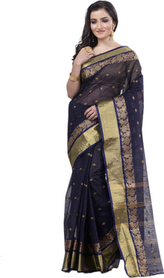 SRILOK Woven Tant Cotton Blend Saree(Dark Blue)