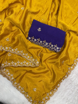 ADVIK CREATION Embellished Bollywood Chiffon Saree(Multicolor)