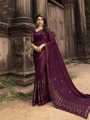 chiragshop Woven Kanjivaram Jacquard, Pure Silk Saree(Purple)