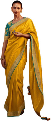 Rukmini by Rajendra Dyed Bollywood Polyester Saree(Yellow)