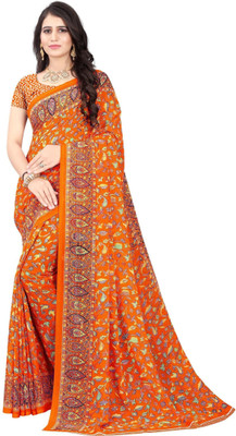 Leelavati Paisley Daily Wear Georgette Saree(Orange)