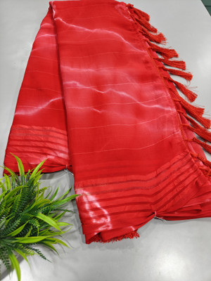 Vragi Dyed, Striped Bollywood Georgette Saree(Red)