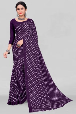 Leelavati Polka Print Daily Wear Georgette Saree(Purple)