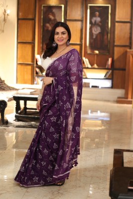 Winza Designer Printed Daily Wear Cotton Silk Saree(Purple)