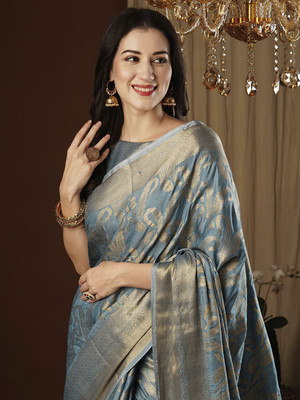 ANOUK Woven Kanjivaram Viscose Rayon Saree(Blue)