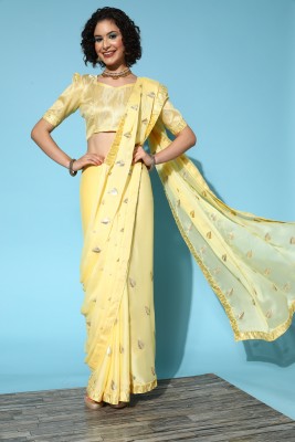 BOVTY Embroidered Daily Wear Georgette Saree(Yellow)