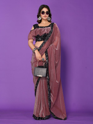 Ak dharma Solid/Plain Daily Wear Lycra Blend Saree(Maroon)
