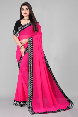 Aai shree khodiyar Self Design Daily Wear Georgette Saree(Pink)