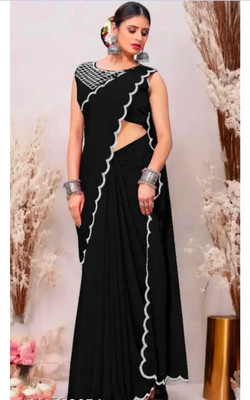 CENTURY CREATION Polka Print Bollywood Georgette Saree(Black)