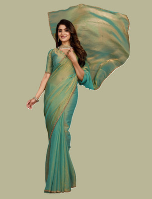 hutah Solid/Plain Daily Wear Chiffon, Pure Silk Saree(Light Green)