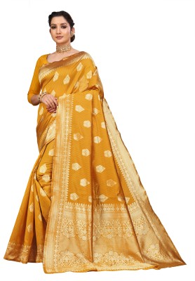 laxmi creation Woven Banarasi Jacquard Saree(Mustard)