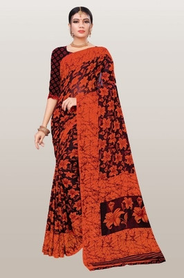 Vimalnath Synthetics Floral Print Bollywood Georgette Saree(Orange)