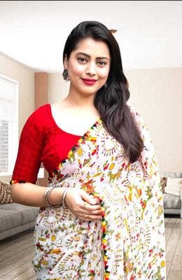 HouseOfCommon Self Design Bollywood Georgette Saree(White)