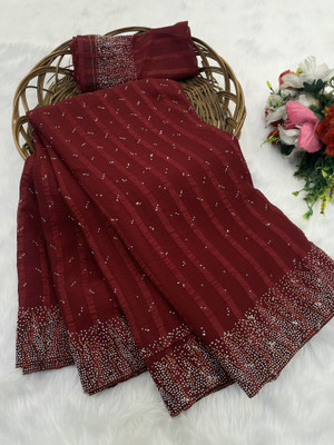 ZOYAL ENTERPRISE Embellished Bollywood Georgette Saree(Maroon)