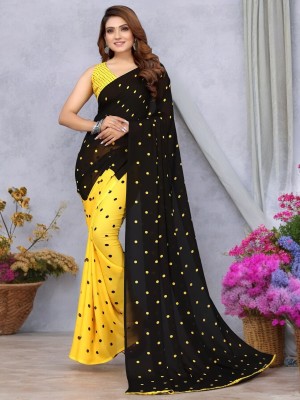 NIRMOHIFASHION Embroidered Bollywood Georgette Saree(Yellow)