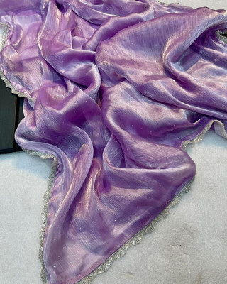 DESTY Self Design, Embellished Bollywood Silk Blend Saree(Purple)
