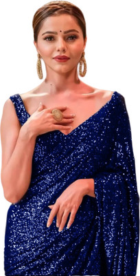 Anjani Textile Embellished Bollywood Georgette Saree(Blue)