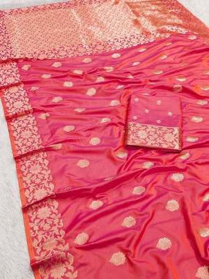 Spetila Woven Banarasi Jacquard, Pure Silk Saree(Pink)