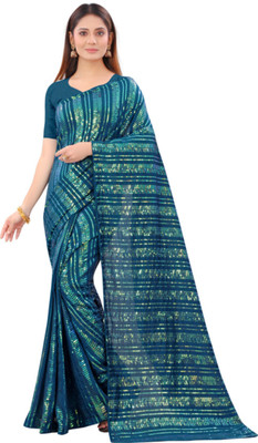 KV Fashion Embellished Bollywood Georgette Saree(Dark Green)