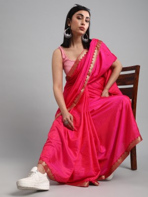 Sareemall Printed Chanderi Brasso Saree(Pink)