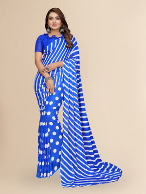 Moda Rapido Polka Print Daily Wear Georgette Saree(Blue)