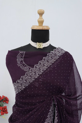 VarniRaaj Fashion Embellished Bollywood Organza Saree(Purple)