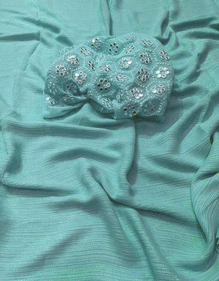 Riddhi textile Hub Self Design Bollywood Chiffon Saree(Green)