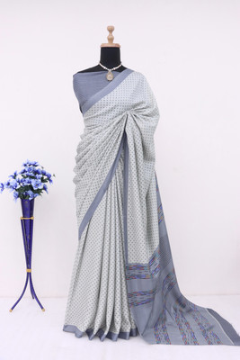 SimSim Trendz Printed Daily Wear Polyester Saree(Silver)