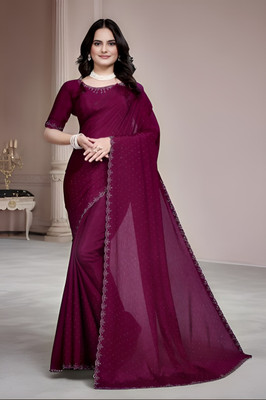 MAMTAIMPEX Embroidered Bollywood Georgette Saree(Purple)
