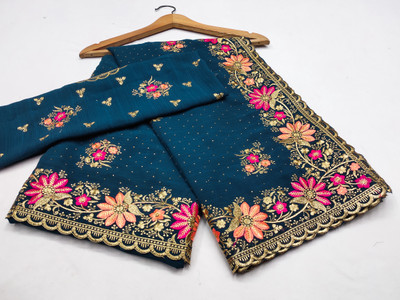 KHRITI FAB Georgette Embroidered Blouse Material