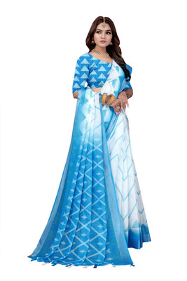 Suhagfab Printed Bollywood Cotton Linen Saree(Multicolor)