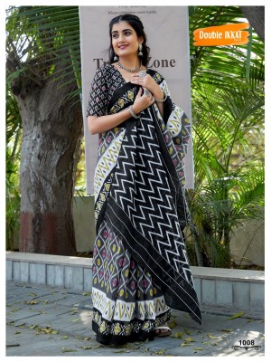 AANJANEY ENTERPRISEE Printed Handloom Pure Cotton Saree(Black)