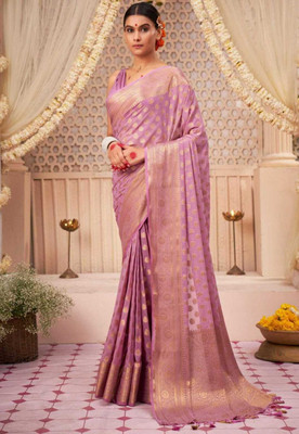 SHREE KSHETRAPAL CREATION Self Design Banarasi Pure Silk Saree(Pink)