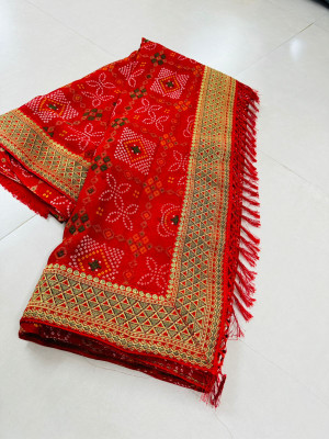 Shikha creation Printed Daily Wear Georgette Saree(Red)