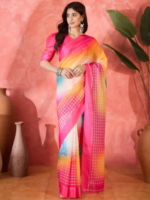 Sangria Printed Saree with Attached Blouse Chiffon Saree(Multicolor)