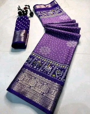 Dharam Creation Woven Banarasi Georgette Saree(Purple)