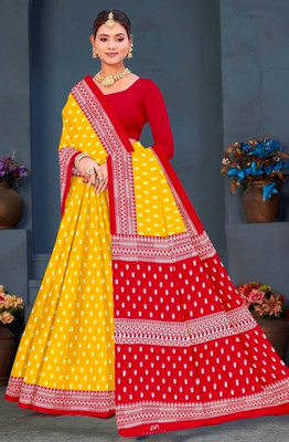 kiaan fashion Embroidered Daily Wear Pure Cotton Saree(Yellow)